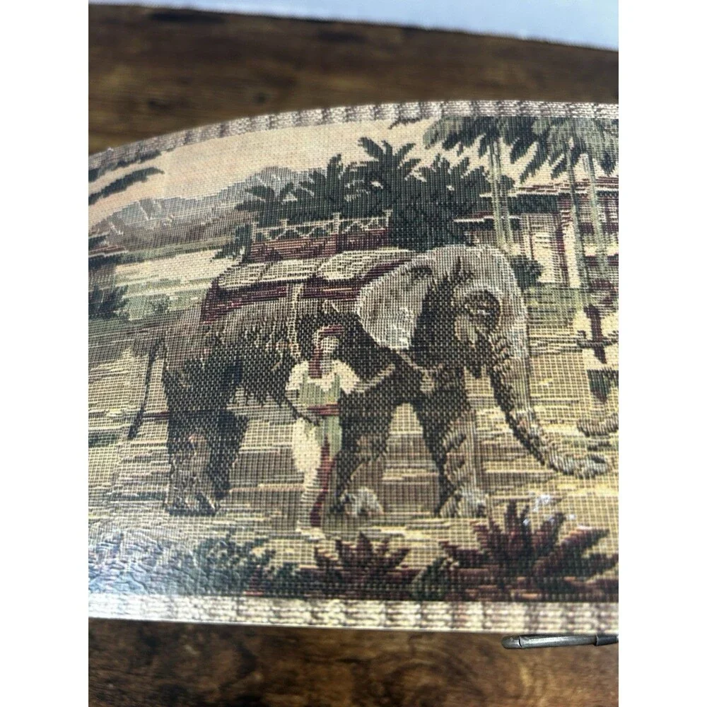 Wood Keepsake Chest Box Jungle Elephant Design Hinge Lid Decorative Storage Case